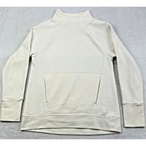 Fabletics Zaylee Funnel Neck‎ Tunic Sweater Women S Cream Kangaroo Pocket